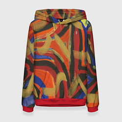 Толстовка-худи женская Zigzags on orange, цвет: 3D-красный