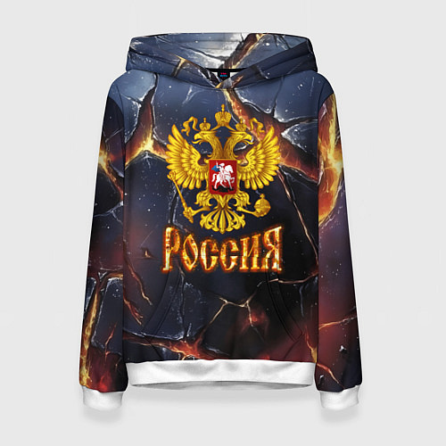 Женская толстовка Золотой герб России и текстура с плитами / 3D-Белый – фото 1