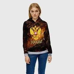 Толстовка-худи женская Герб России на кофейном фоне, цвет: 3D-меланж — фото 2