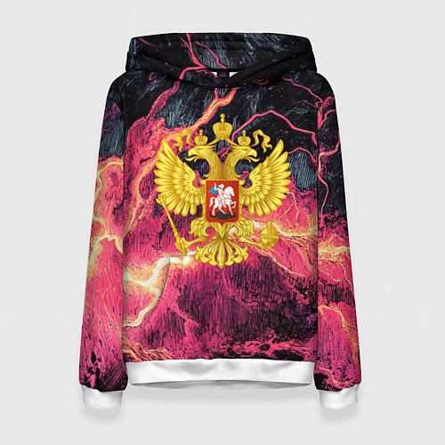 Женская толстовка Герб России текстура с молниями / 3D-Белый – фото 1