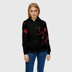 Толстовка-худи женская Color red abstraction, цвет: 3D-черный — фото 2