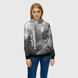 Толстовка-худи женская Death Stranding - grey gradient вертикально, цвет: 3D-черный — фото 2