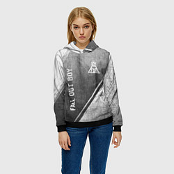 Толстовка-худи женская Fall Out Boy - grey gradient вертикально, цвет: 3D-черный — фото 2