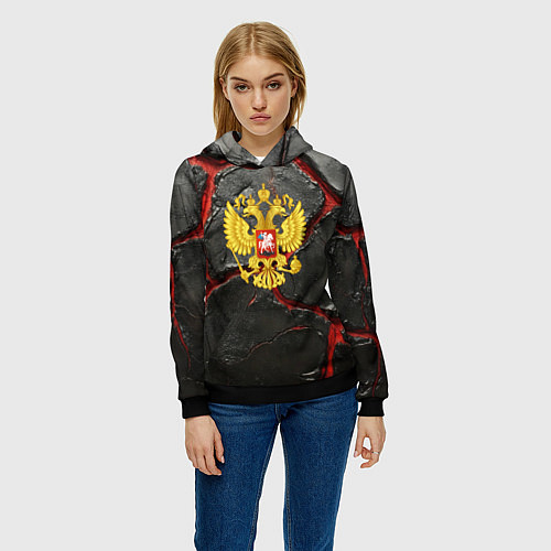 Женская толстовка Герб России черные плиты / 3D-Черный – фото 3