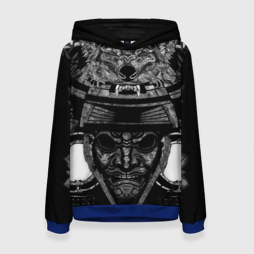 Женская толстовка Голова самурая в маске Они / 3D-Синий – фото 1