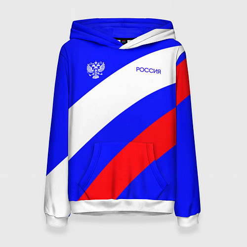 Женская толстовка Россия с гербом и цветами флага / 3D-Белый – фото 1