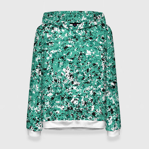 Женская толстовка Бирюзовый с чёрно-белыми пятнами / 3D-Белый – фото 1