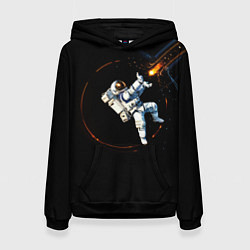 Толстовка-худи женская Маг в открытом космосе, цвет: 3D-черный