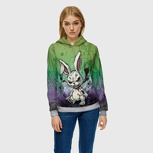 Женская толстовка Безумный кролик хулиган / 3D-Меланж – фото 3
