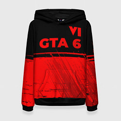 Толстовка-худи женская GTA 6 - red gradient посередине, цвет: 3D-черный
