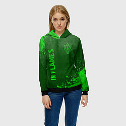 Толстовка-худи женская In Flames - green gradient вертикально, цвет: 3D-черный — фото 2