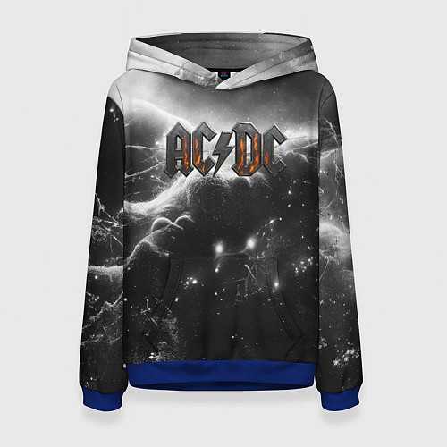 Женская толстовка ACDC металлический лого черно-белая текстура / 3D-Синий – фото 1