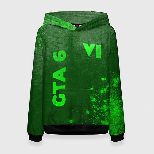 Женская толстовка GTA 6 - green gradient вертикально / 3D-Черный – фото 1