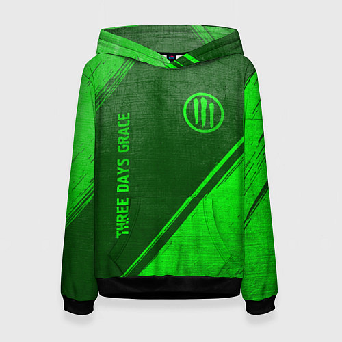 Женская толстовка Three Days Grace - green gradient вертикально / 3D-Черный – фото 1