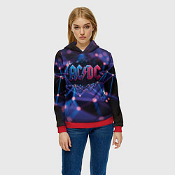 Толстовка-худи женская ACDC лого в градиенте, цвет: 3D-красный — фото 2