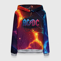 Толстовка-худи женская ACDC логотип в градиенте, цвет: 3D-меланж