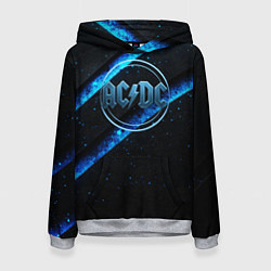 Женская толстовка ACDC черно-синяя текстура