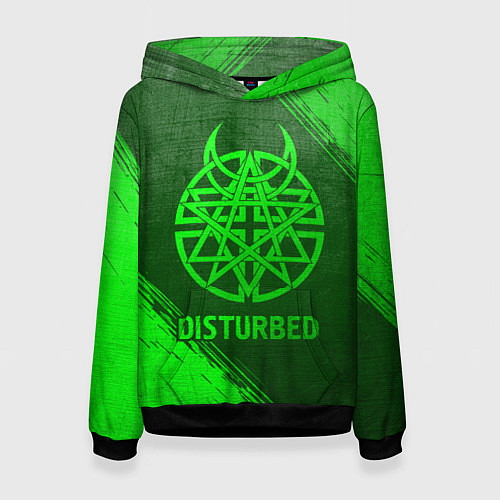 Женская толстовка Disturbed - green gradient / 3D-Черный – фото 1