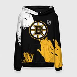 Толстовка-худи женская Бостон Брюинз - разлитая краска, цвет: 3D-черный