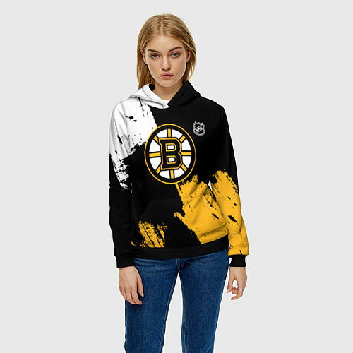 Женская толстовка Бостон Брюинз - разлитая краска / 3D-Черный – фото 3