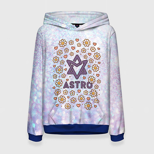 Женская толстовка Astro логотип - ромашки и сердечки / 3D-Синий – фото 1