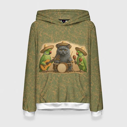 Женская толстовка Надежды маленький оркестрик в оливковом / 3D-Белый – фото 1