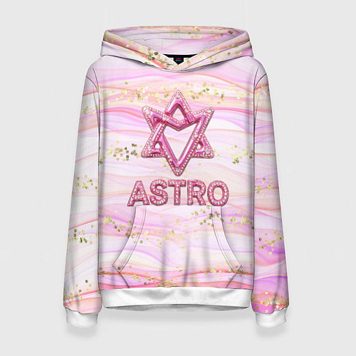 Женская толстовка Розовый лого Astro со стразами / 3D-Белый – фото 1
