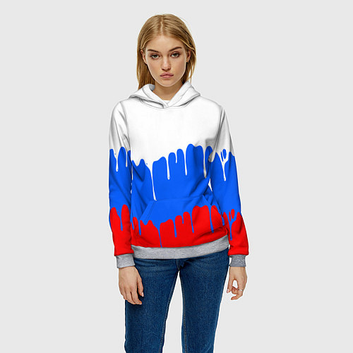 Женская толстовка Патриот - флаг / 3D-Меланж – фото 3