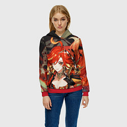 Толстовка-худи женская Mavuika Genshin Impact, цвет: 3D-красный — фото 2