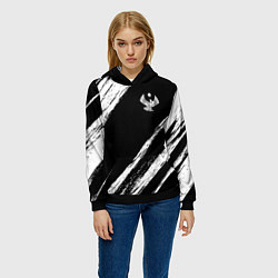 Толстовка-худи женская Дагестан - брызги, цвет: 3D-черный — фото 2