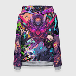 Толстовка-худи женская Стиль Cyberpunk, цвет: 3D-меланж