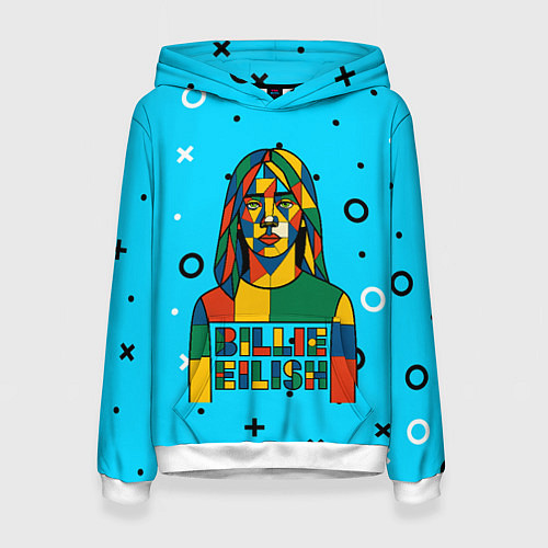 Женская толстовка Билли Айлиш из разноцветной мозаики / 3D-Белый – фото 1