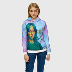 Толстовка-худи женская Билли Айлиш из мозаики, цвет: 3D-белый — фото 2
