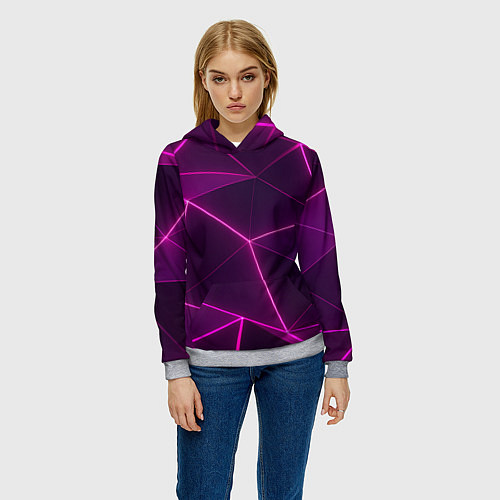 Женская толстовка Плиты с фиолетовыми гранями / 3D-Меланж – фото 3
