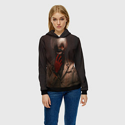 Толстовка-худи женская Гуль Канеки Кен, цвет: 3D-черный — фото 2