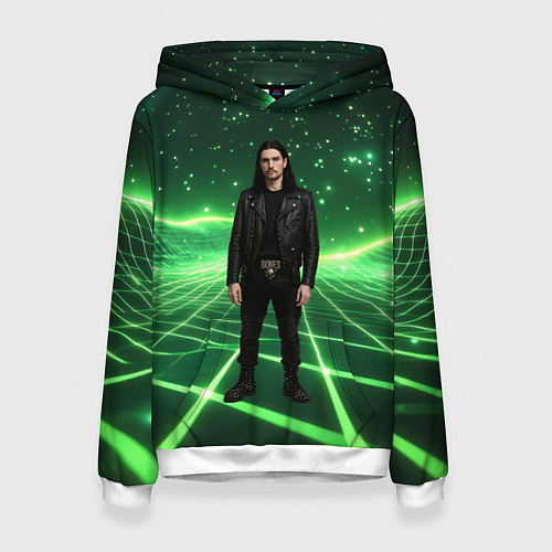 Женская толстовка Bones в зеленом полигоне / 3D-Белый – фото 1