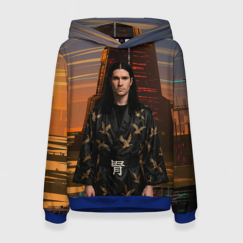 Женская толстовка Bones в халате с журавлями / 3D-Синий – фото 1