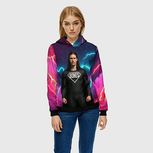 Женская толстовка Bones в образе супергероя / 3D-Черный – фото 3