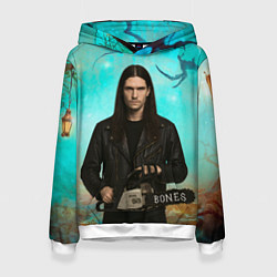 Толстовка-худи женская Bones держит бензопилу, цвет: 3D-белый