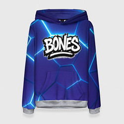 Женская толстовка Bones белое лого на синих плитах