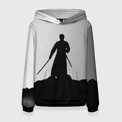 Толстовка-худи женская Самурай в поле, цвет: 3D-черный