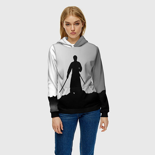 Женская толстовка Самурай в поле / 3D-Черный – фото 3