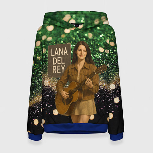 Женская толстовка Lana Del Rey играет на гитаре / 3D-Синий – фото 1