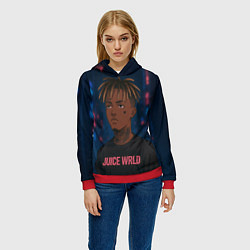 Толстовка-худи женская Juice WRLD - Неоновый аниме арт, цвет: 3D-красный — фото 2