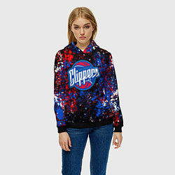 Толстовка-худи женская Клипперс - цветовой хаос, цвет: 3D-черный — фото 2