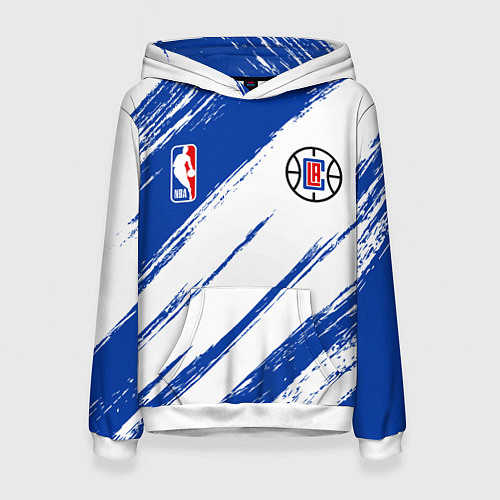 Женская толстовка Клипперс - синяя краска / 3D-Белый – фото 1