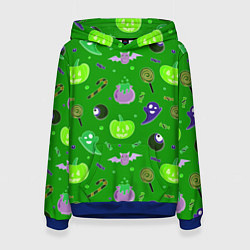 Толстовка-худи женская Halloween green, цвет: 3D-синий