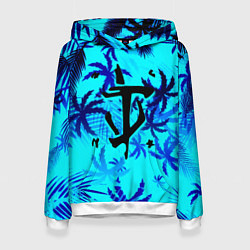 Толстовка-худи женская Doom неоновые тропики, цвет: 3D-белый