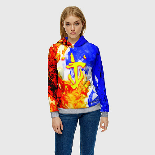 Женская толстовка Doom битва огня / 3D-Меланж – фото 3