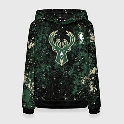 Толстовка-худи женская Милуоки Бакс - баскетбол, цвет: 3D-черный